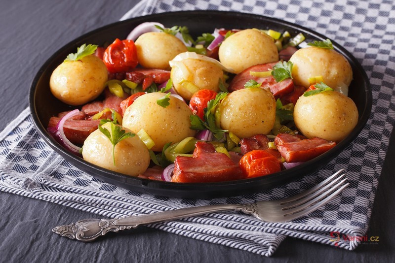 Roasted Potatoes with Bacon and Red Onion