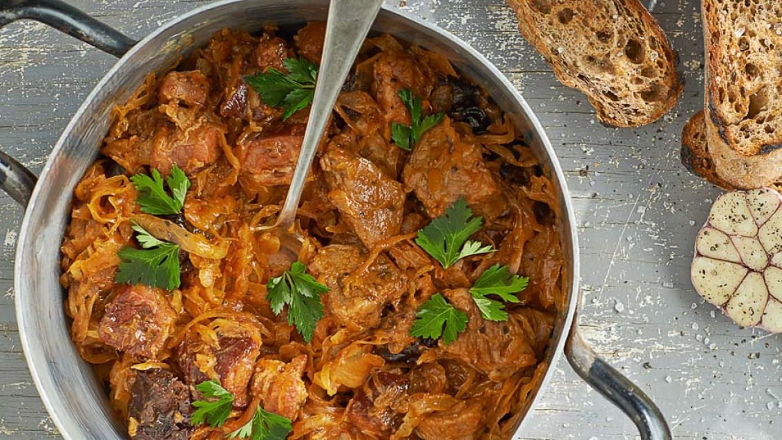 Braised Pork with Sauerkraut and Plums