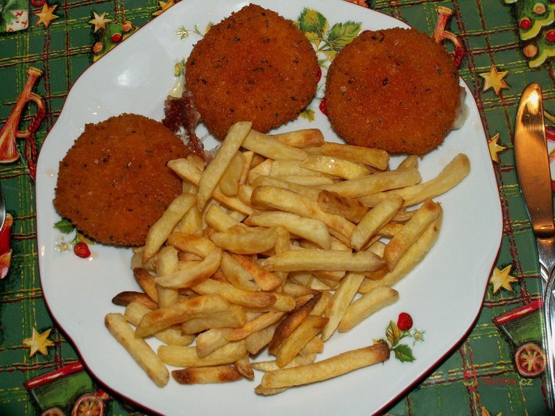 Fried Camembert Stuffed with Ham