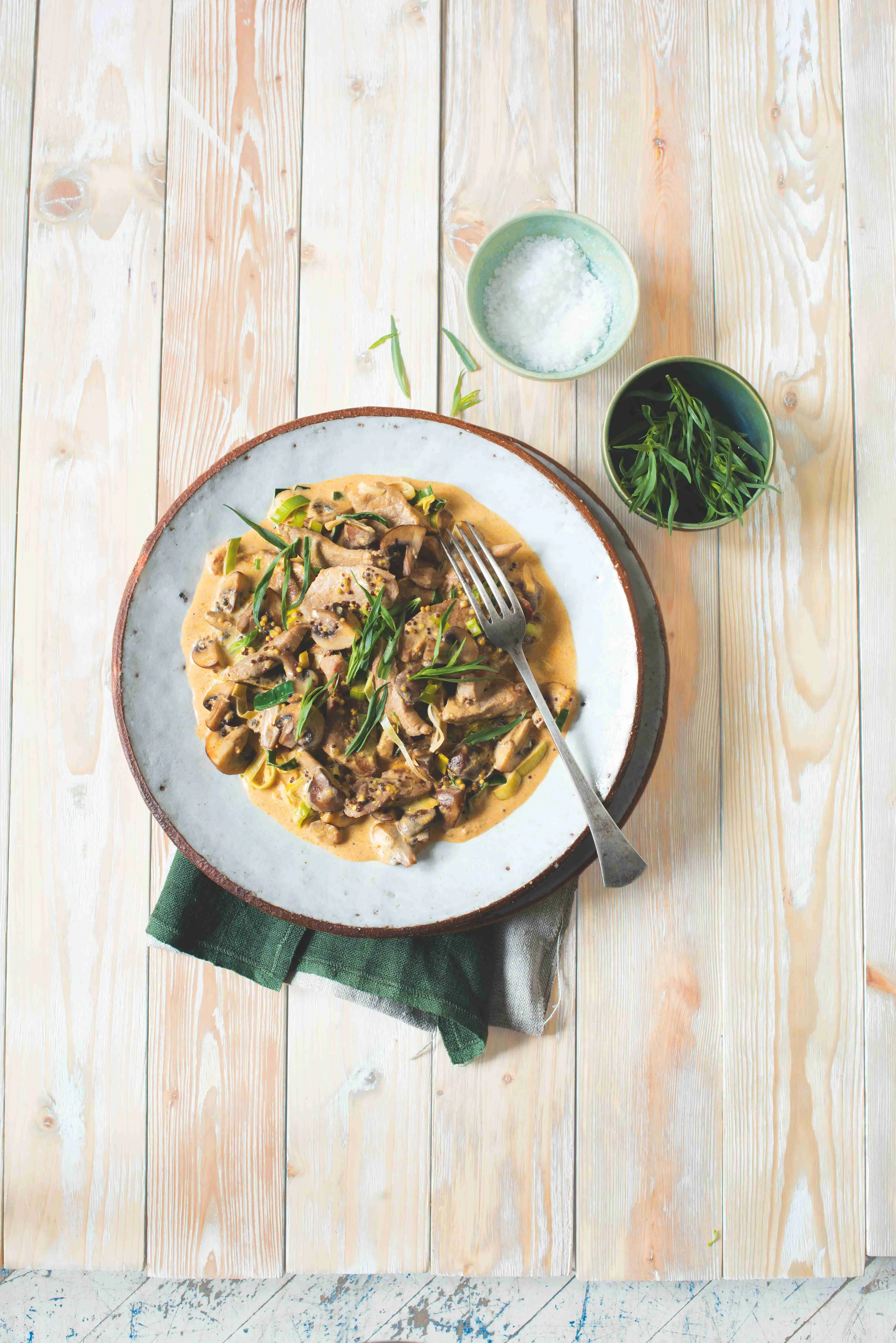 Pork Stroganoff with Mushrooms and Creamy Tarragon Sauce