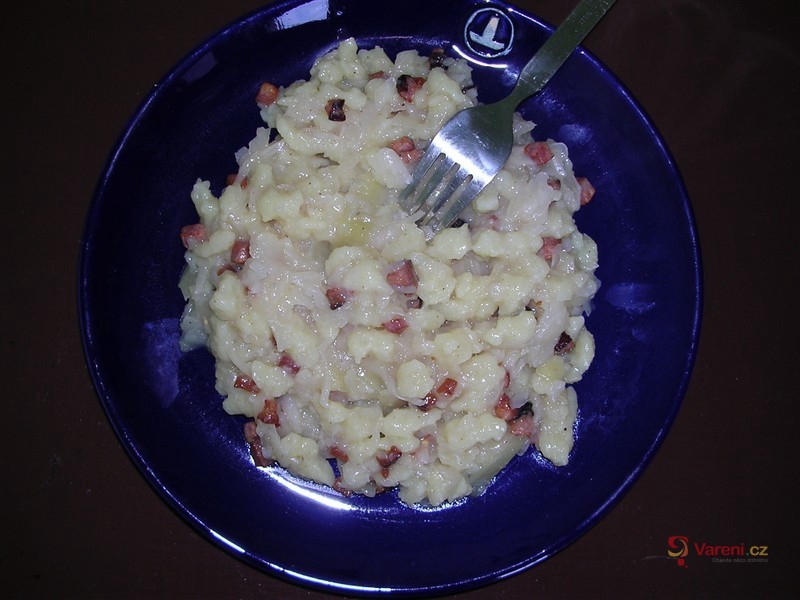 Halušky (Potato Dumplings) with Bacon and Cabbage