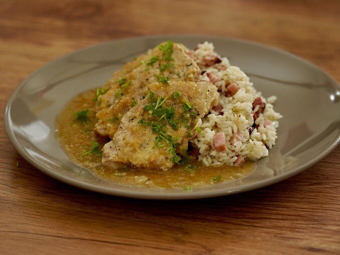 Pork Slices in Mustard Sauce with Old Bohemian Rice