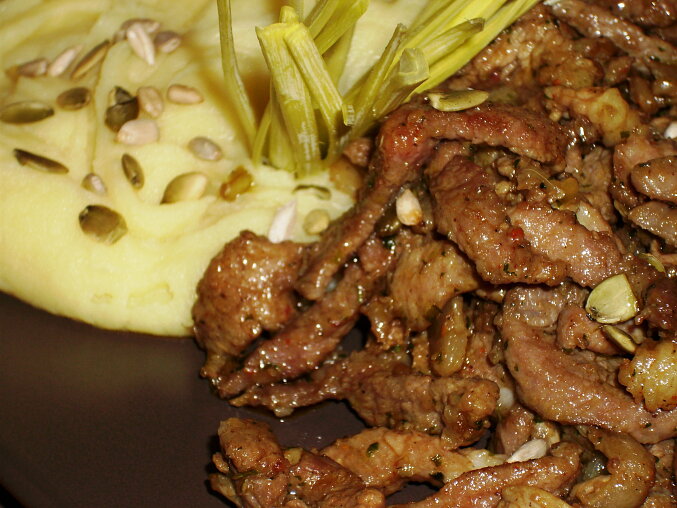 Pork Gyros Strips with Bacon