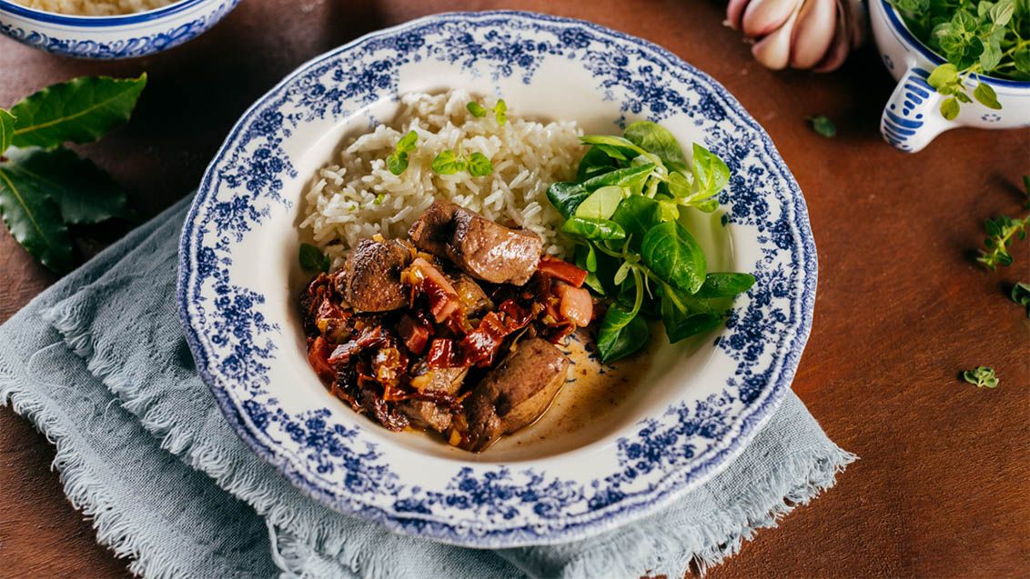 Pork Liver with Bacon and Sun-Dried Tomatoes