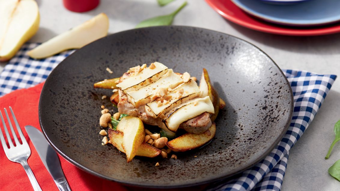 Pork Loin with Goat's Cheese and Sautéed Pears