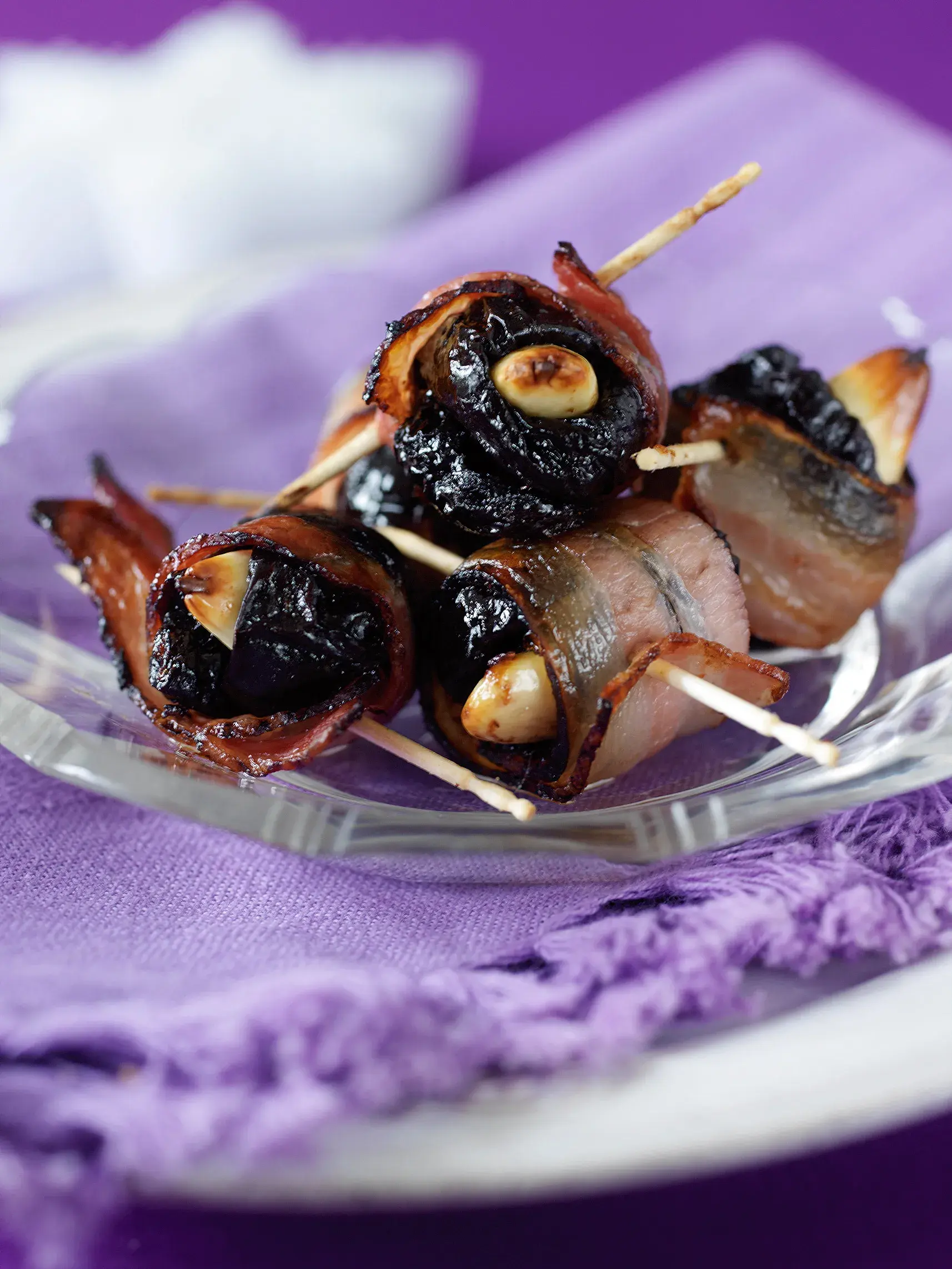 Bacon-Wrapped Prunes Stuffed with Almonds
