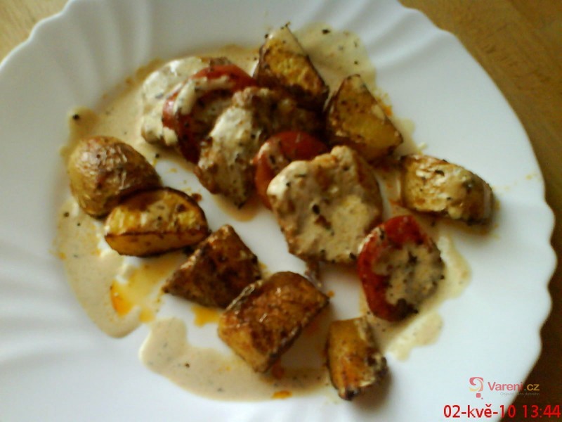 Pork Tenderloin in Herb Cream Sauce with Tomatoes