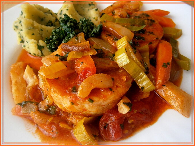 Fish Fillets Braised with Vegetables
