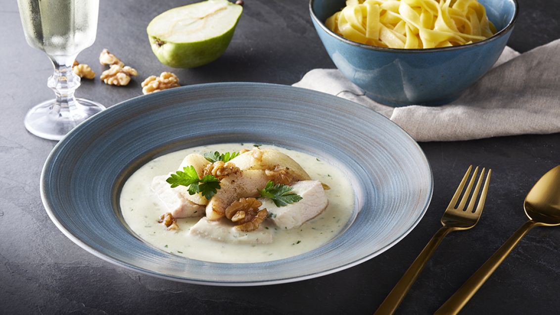 Pork Cubes with Gorgonzola Sauce