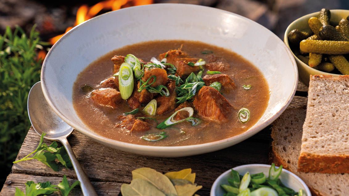Pork in Znojmo Sauce Cooked in a Cauldron