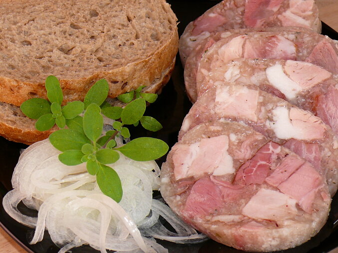 Two-Colour Homemade Tlačenka (Czech Brawn)