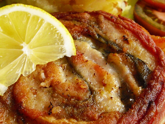 Carp Steak Wrapped in Bacon (Biftek z kapra)