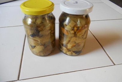 Zavařované houby ve sladkokyselém nálevu