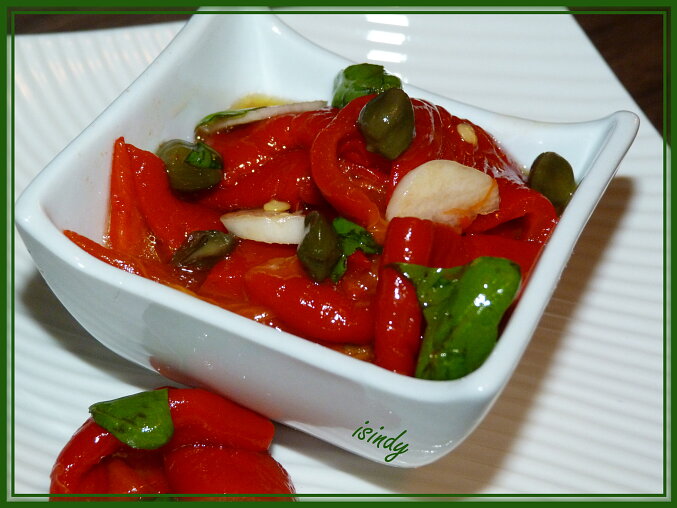 Marinated Roasted Peppers with Garlic and Basil