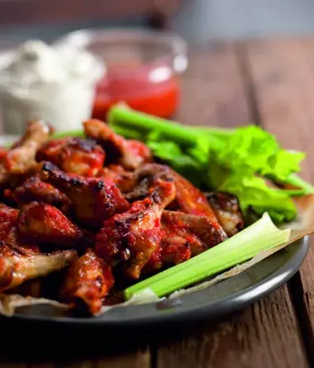 Spicy Chicken Wings with Blue Cheese Sauce