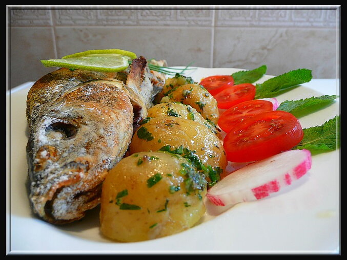 Baked Tench on a Roasting Rack with Lime