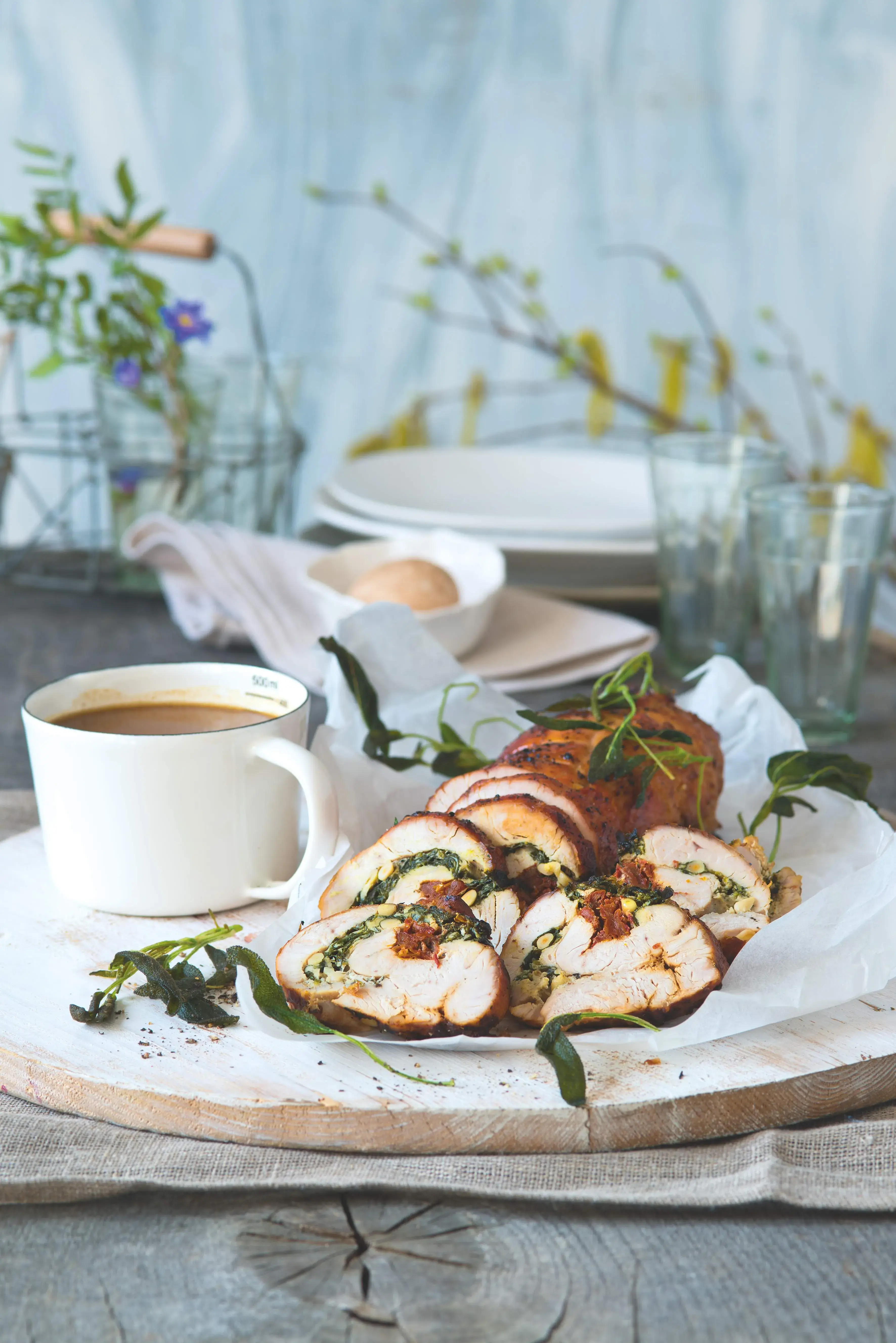 Turkey Roll with Sage, Spinach and Dried Tomatoes