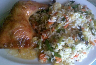 Roast Chicken with Vegetable Rice