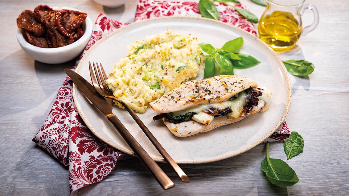 Stuffed Chicken Breasts with Sun-Dried Tomatoes, Cheese and Spinach