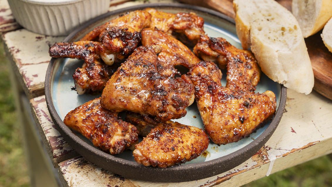 Grilled Honey Chicken Wings with a Spicy Rub