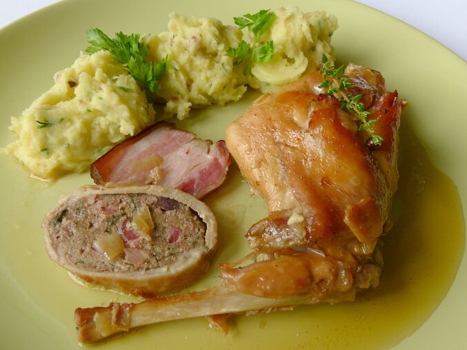 Czech Fairground Rabbit with Bacon Larding