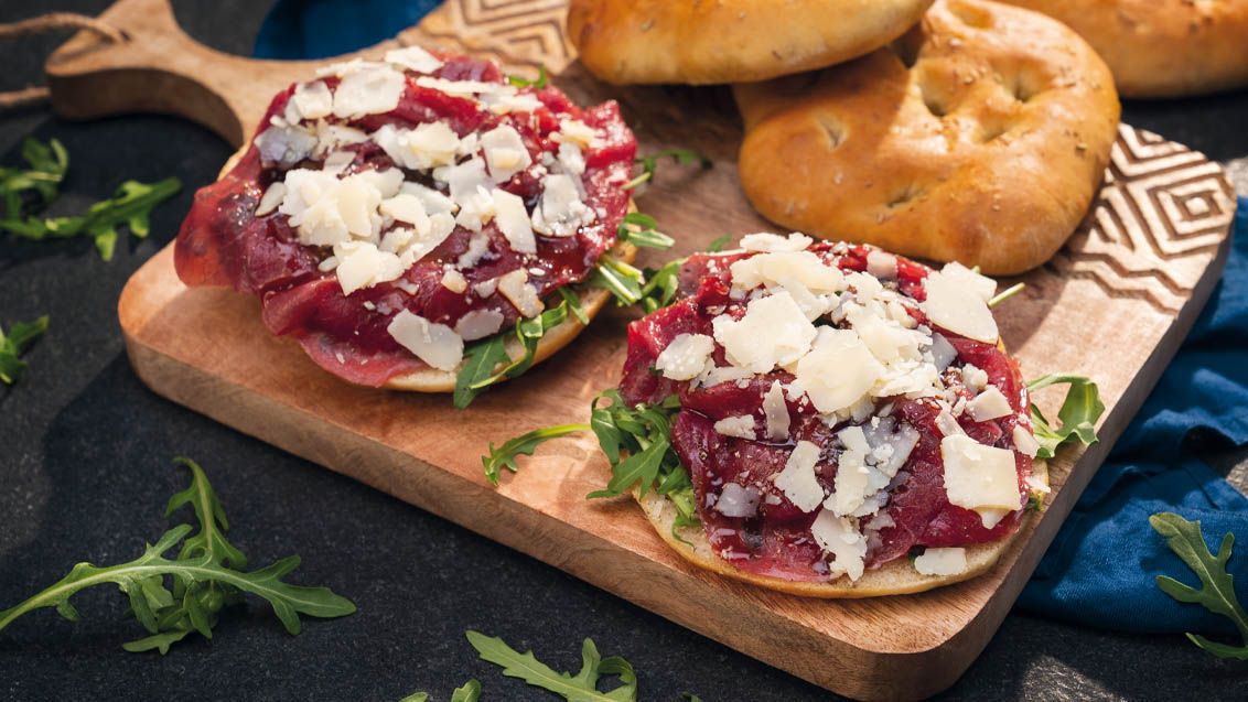 Homemade Rosemary Focaccia with Beef Carpaccio