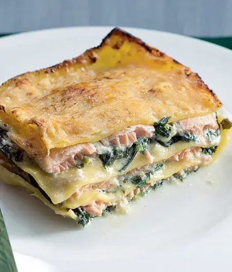 Lasagne s lososem a špenátem