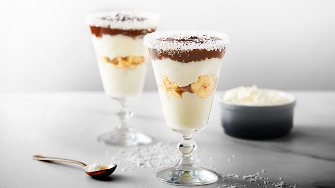 Yogurt Parfait with Bananas and Chocolate