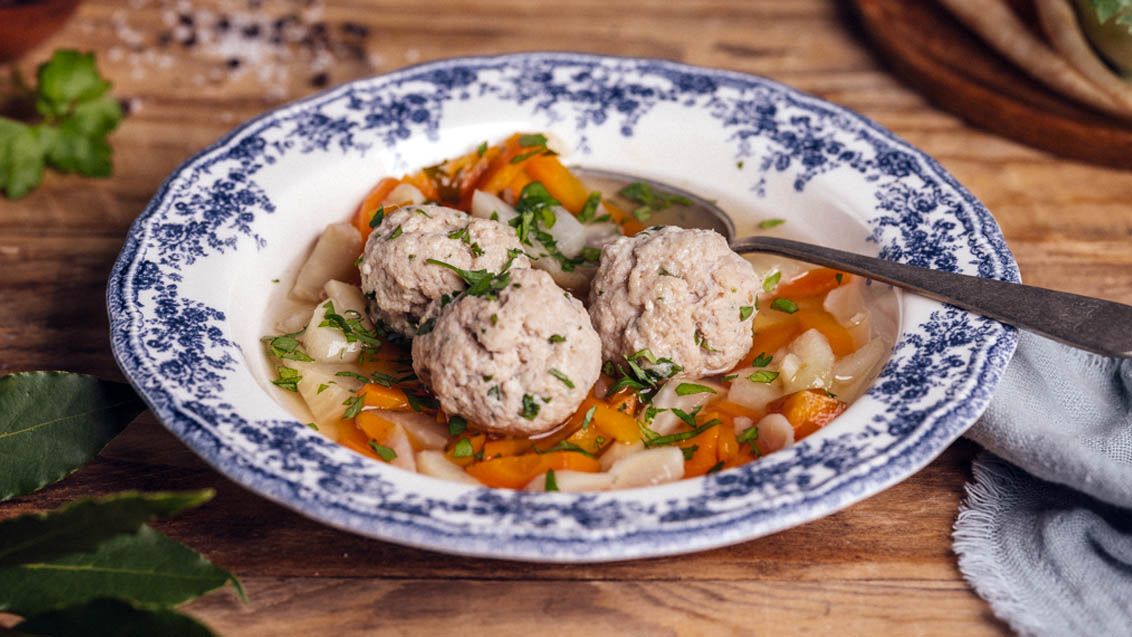 Hearty Vegetable Soup with Meat Dumplings