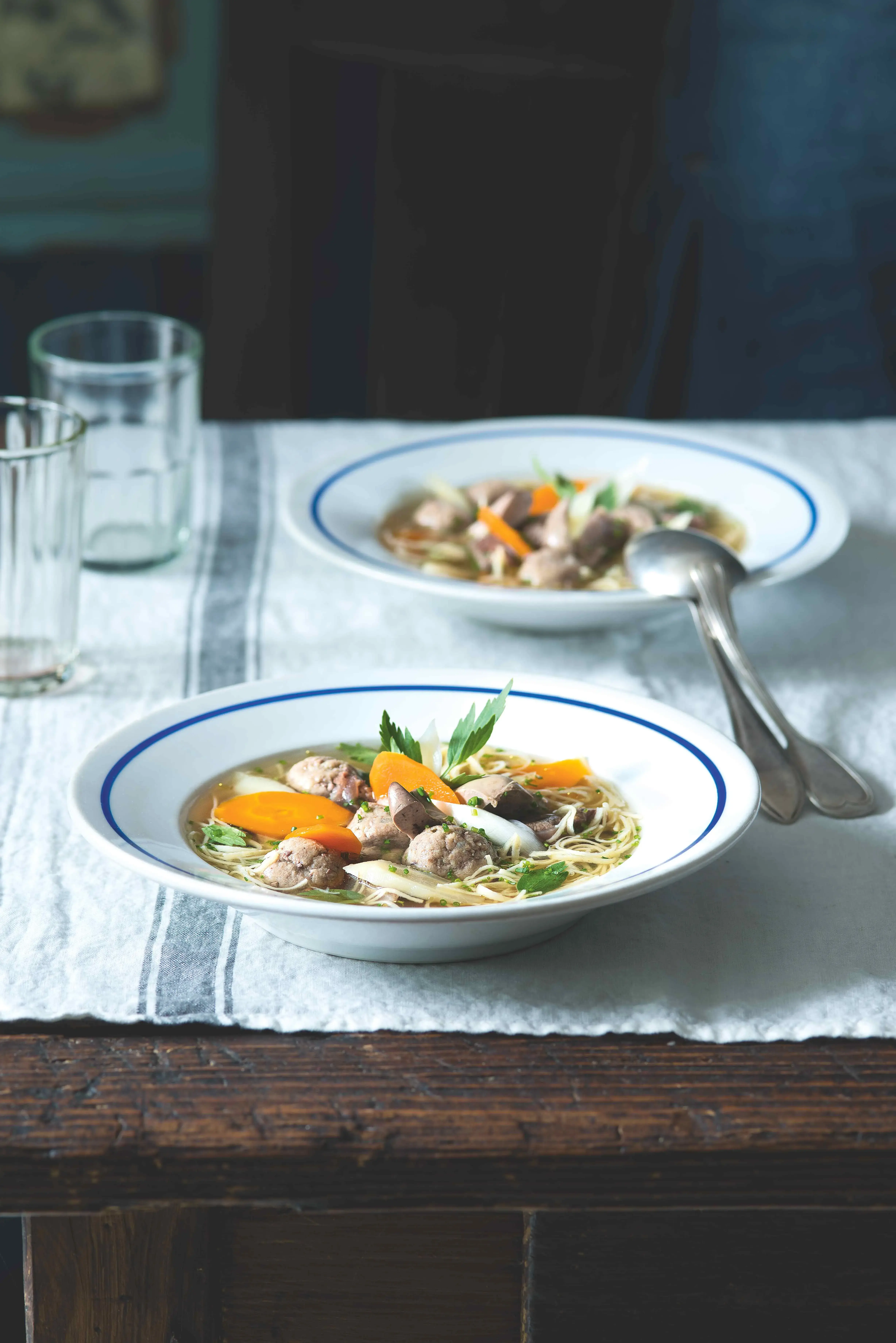 Beef Broth with Liver Dumplings and Homemade Noodles