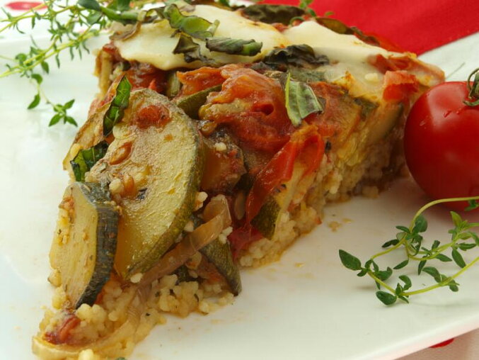Baked Couscous with Vegetables and Mozzarella