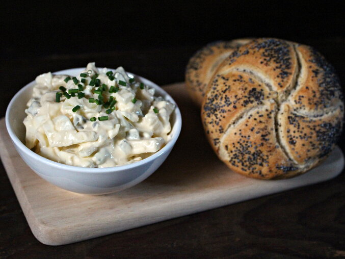 Egg Salad with Cheese and Pickles
