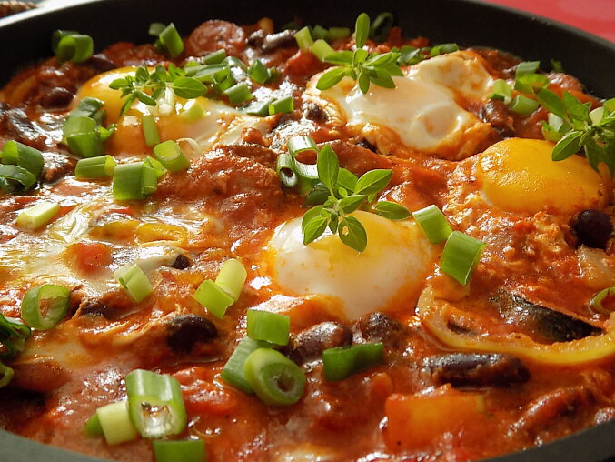 Sausage and Egg Bean Skillet