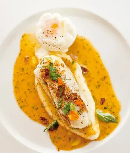 Pike with Mashed Potatoes and Barigoule Sauce
