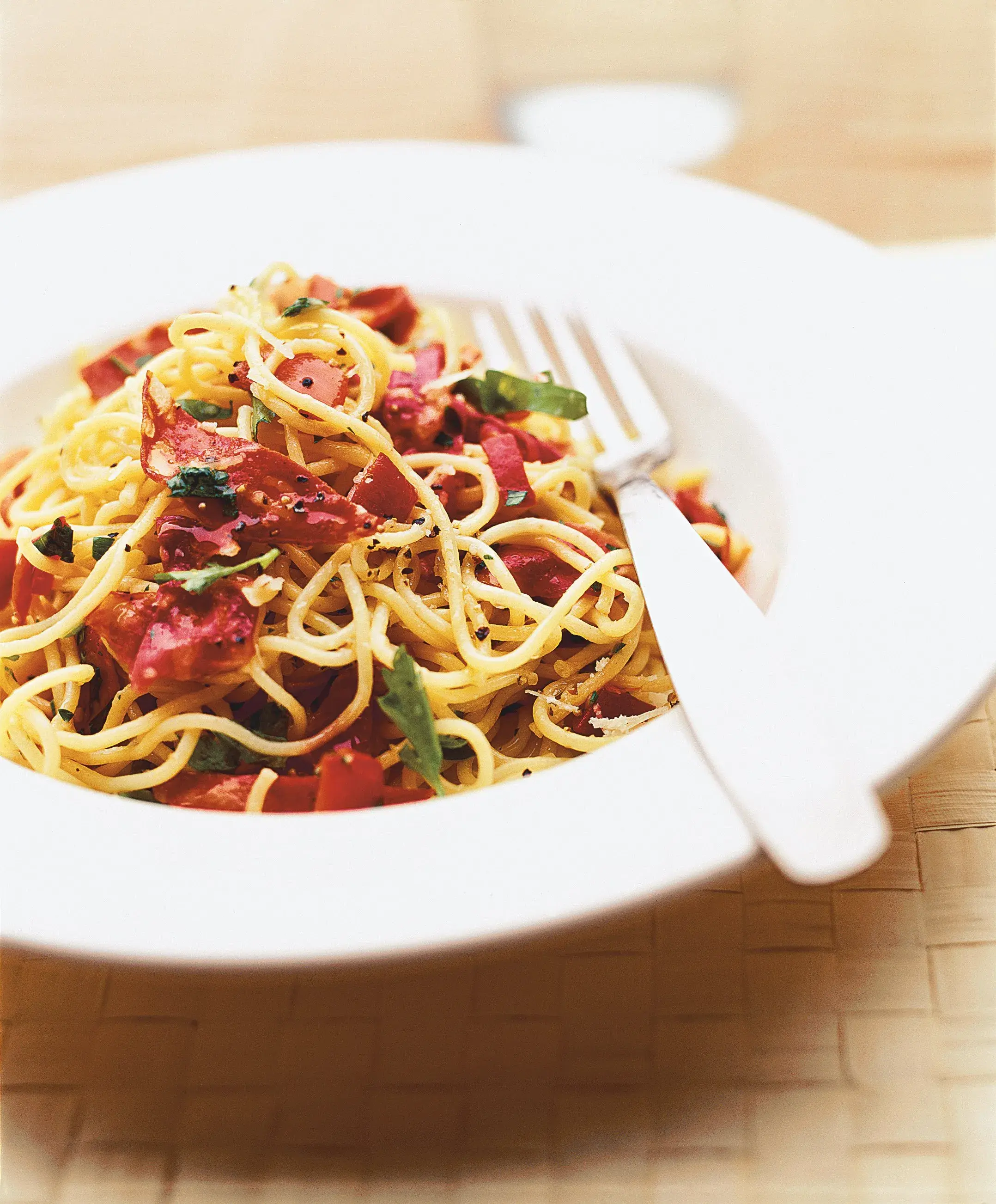 Spicy Spaghetti with Chorizo and Peppers