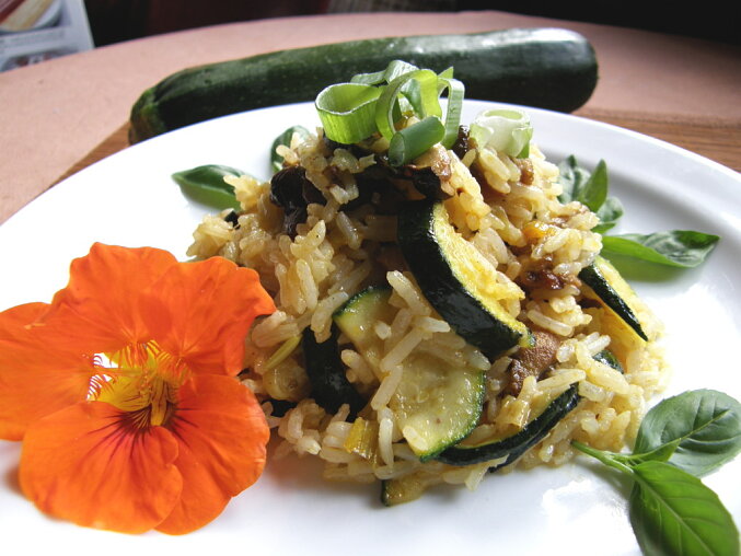 Courgette and Mushroom Risotto