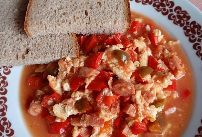 Homemade Czech Sausage, Tomato and Pepper Stew