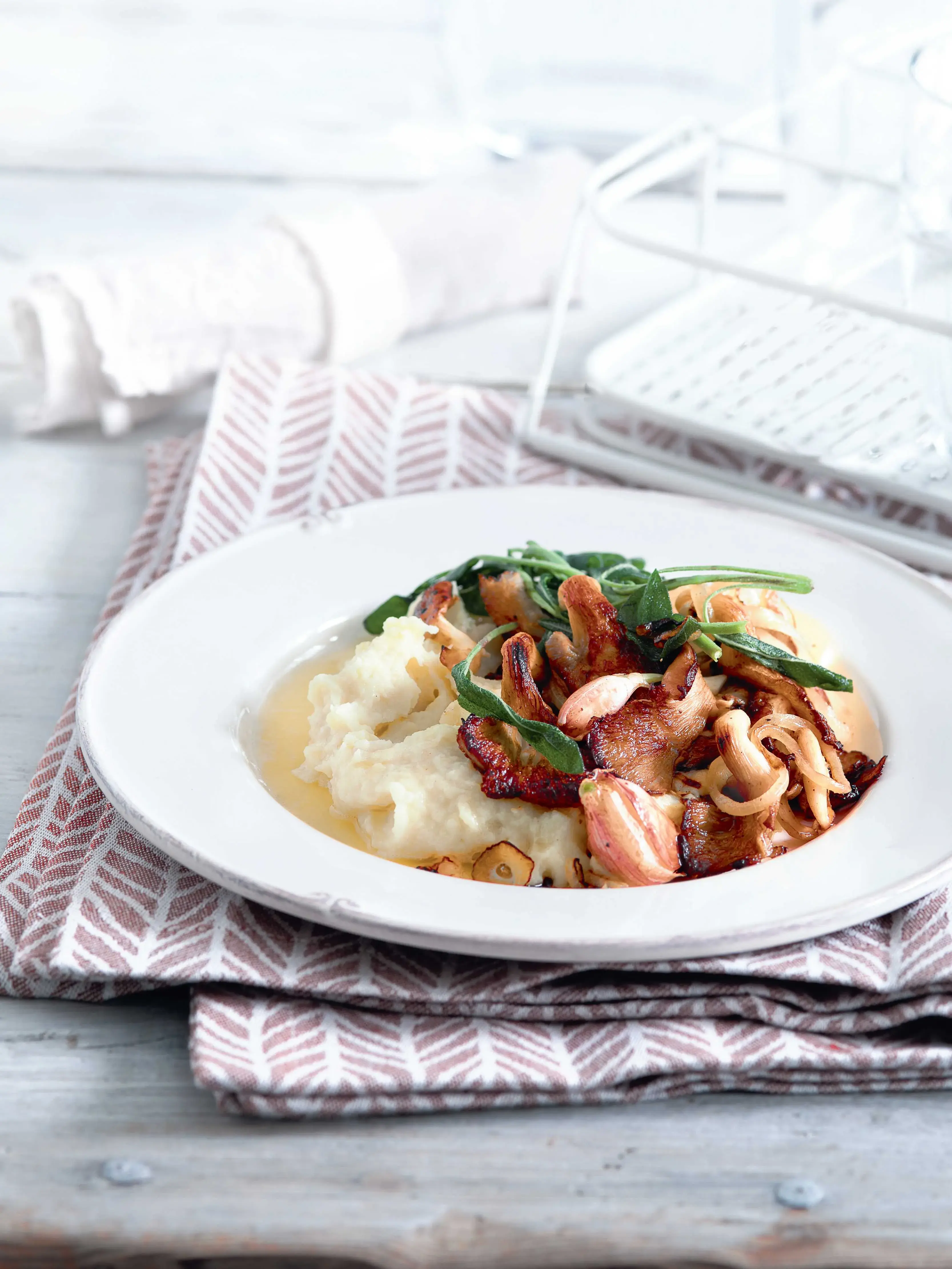 Roasted Oyster Mushrooms with Potato and Celeriac Mash