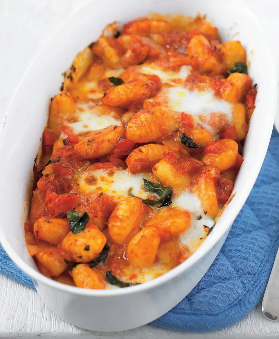 Baked Gnocchi with Tomatoes and Mozzarella