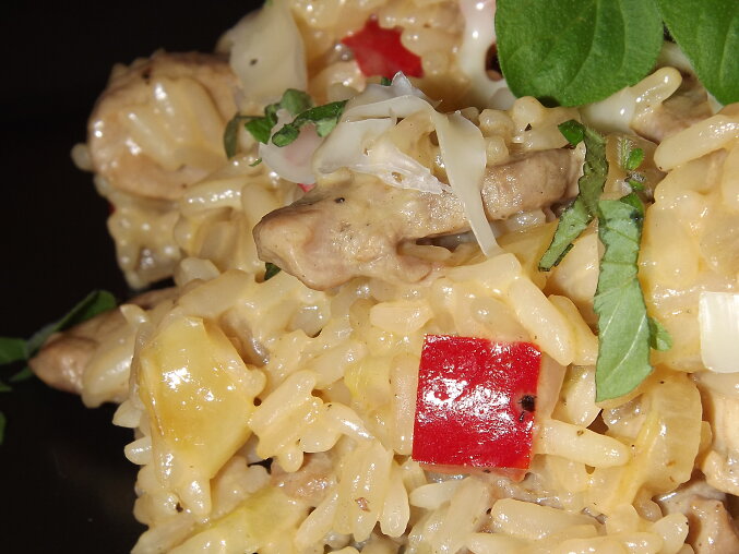 Creamy Risotto with Pork and Peppers
