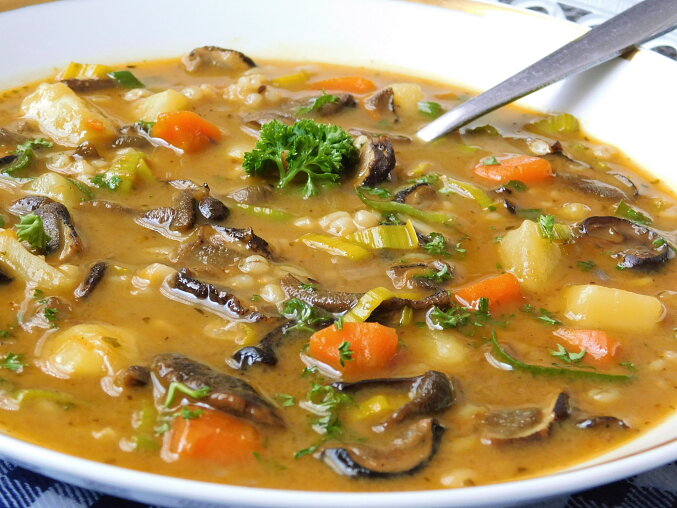 Mushroom and Barley Soup with Vegetables