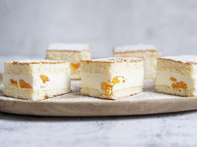 Light Sponge Cake Slices with Quark Cream