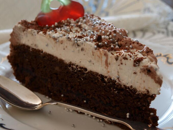 Moist Apple Cake with Cocoa and Walnuts