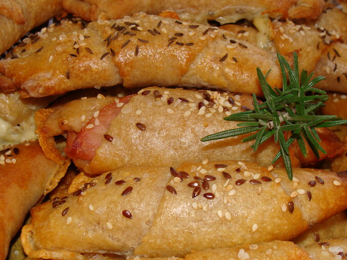 Stuffed Rolls with Salami and Niva Cheese