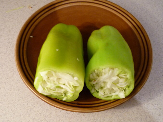 Pickled Peppers Stuffed with Cabbage